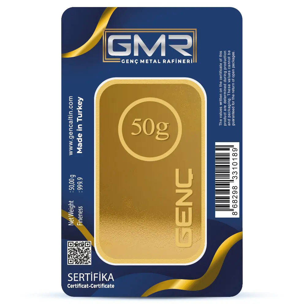 özel ambalajlı 50 gram külçe altın görseli